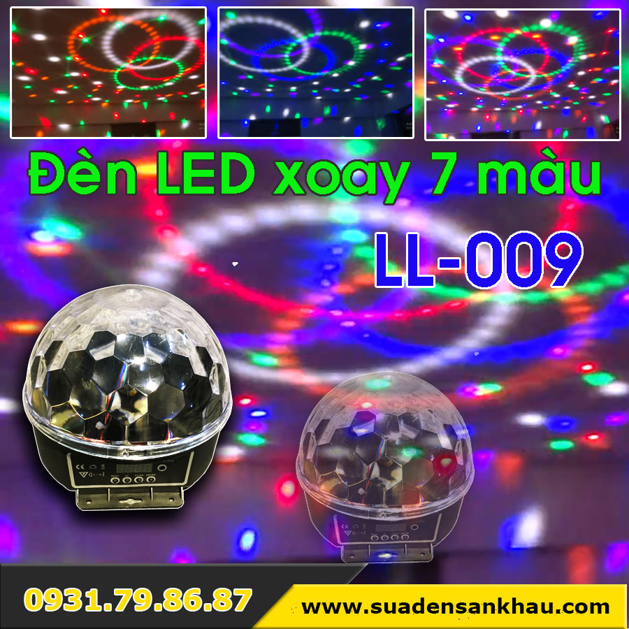 Đèn LED quả cầu xoay pha lê 7 màu giá rẻ LL-009